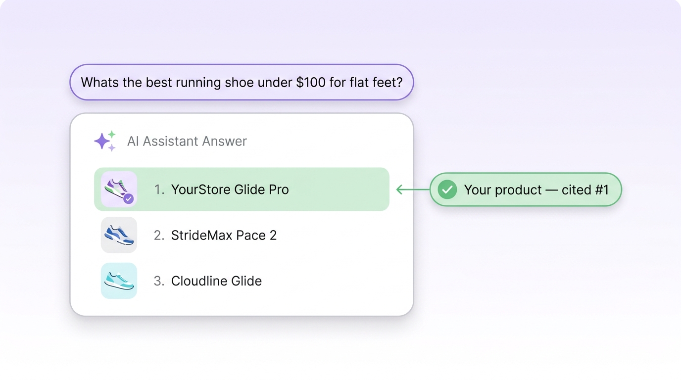SearchMention demo preview — a ChatGPT answer citing your product first