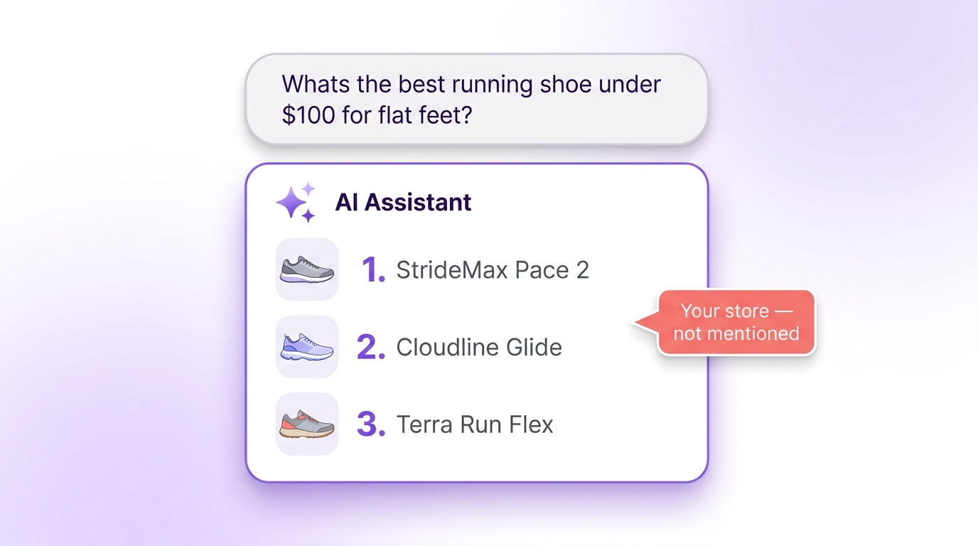 A ChatGPT answer recommending competitor running shoes while your store is not mentioned