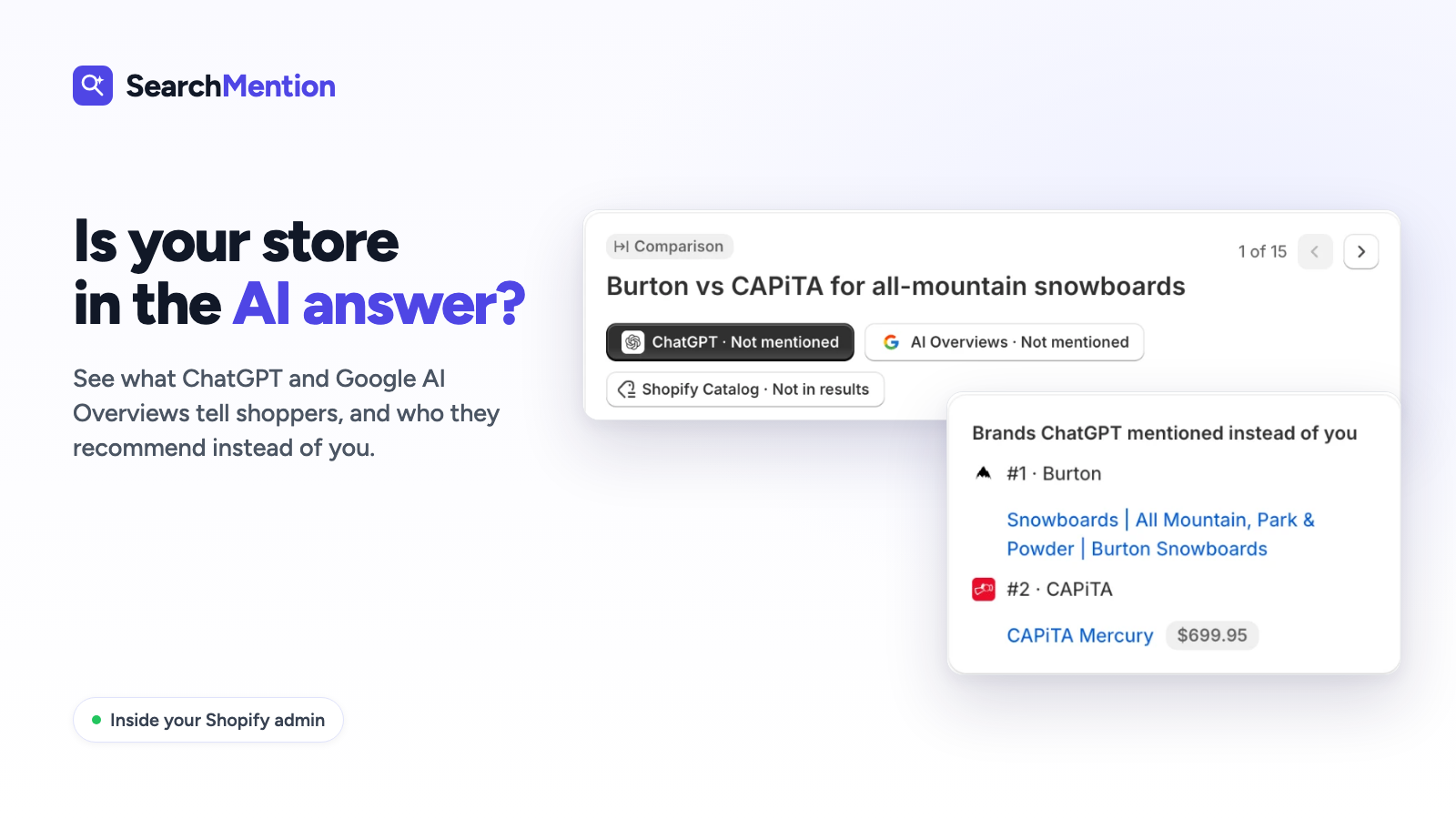 AI answer naming Burton and CAPiTA instead of your store