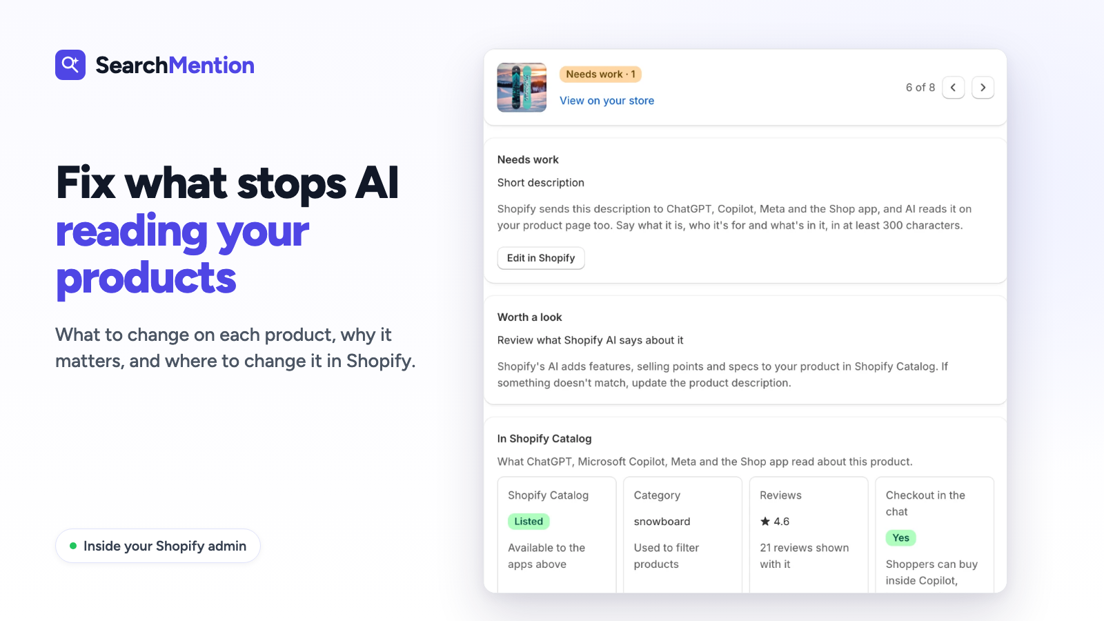 A product to fix, and what Shopify Catalog shows about it